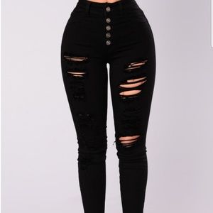 Fashionnova high waisted black distressed jeans